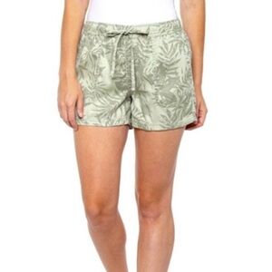 C&C California green floral Drawstring elastic waist Shorts XLarge 100% Lyocell